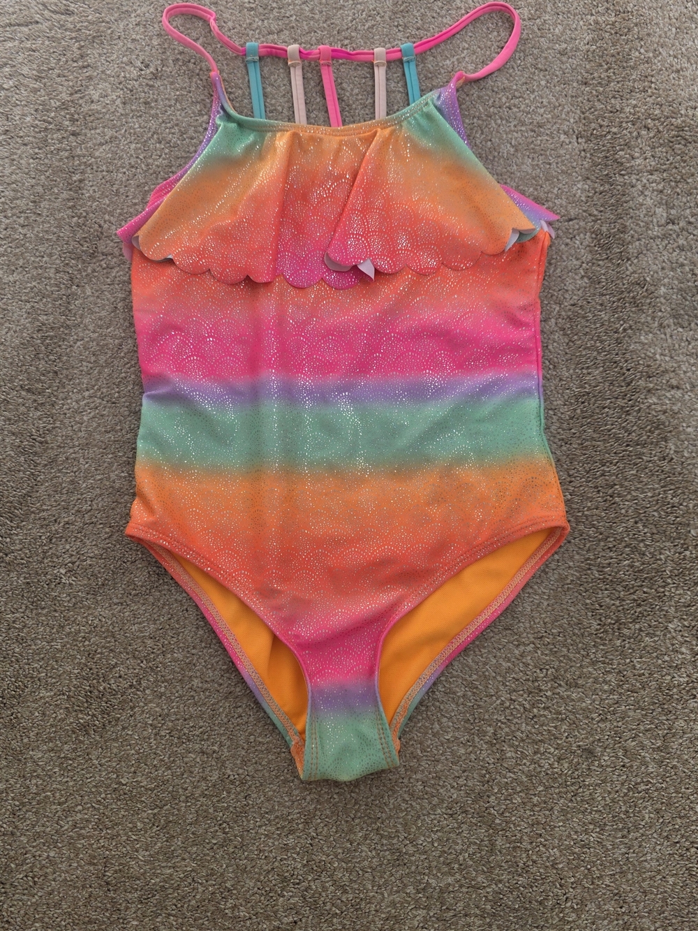 Mermaid Rainbow Ombre Shimmer Pool Beach Vacation Limited Too Swimsuit S 7/8